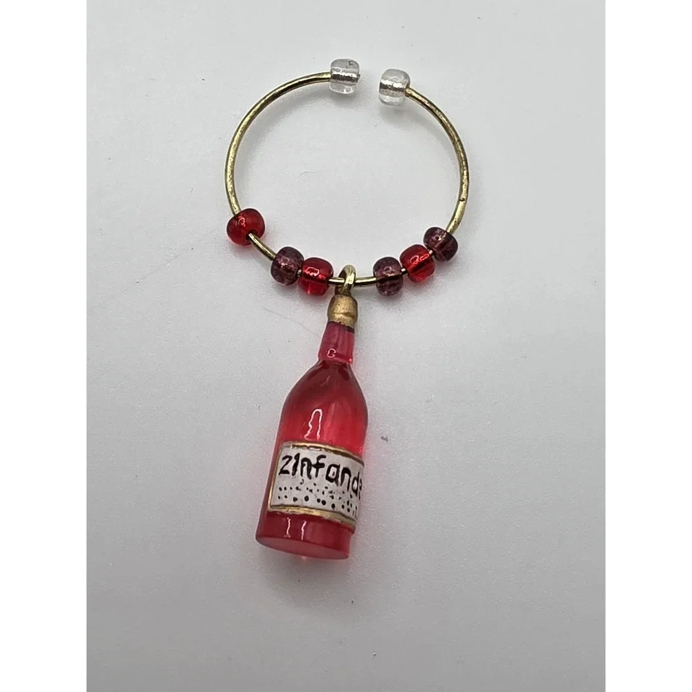 Beautiful Plastic Wine Bottle Wine Glass Charms Set of 6